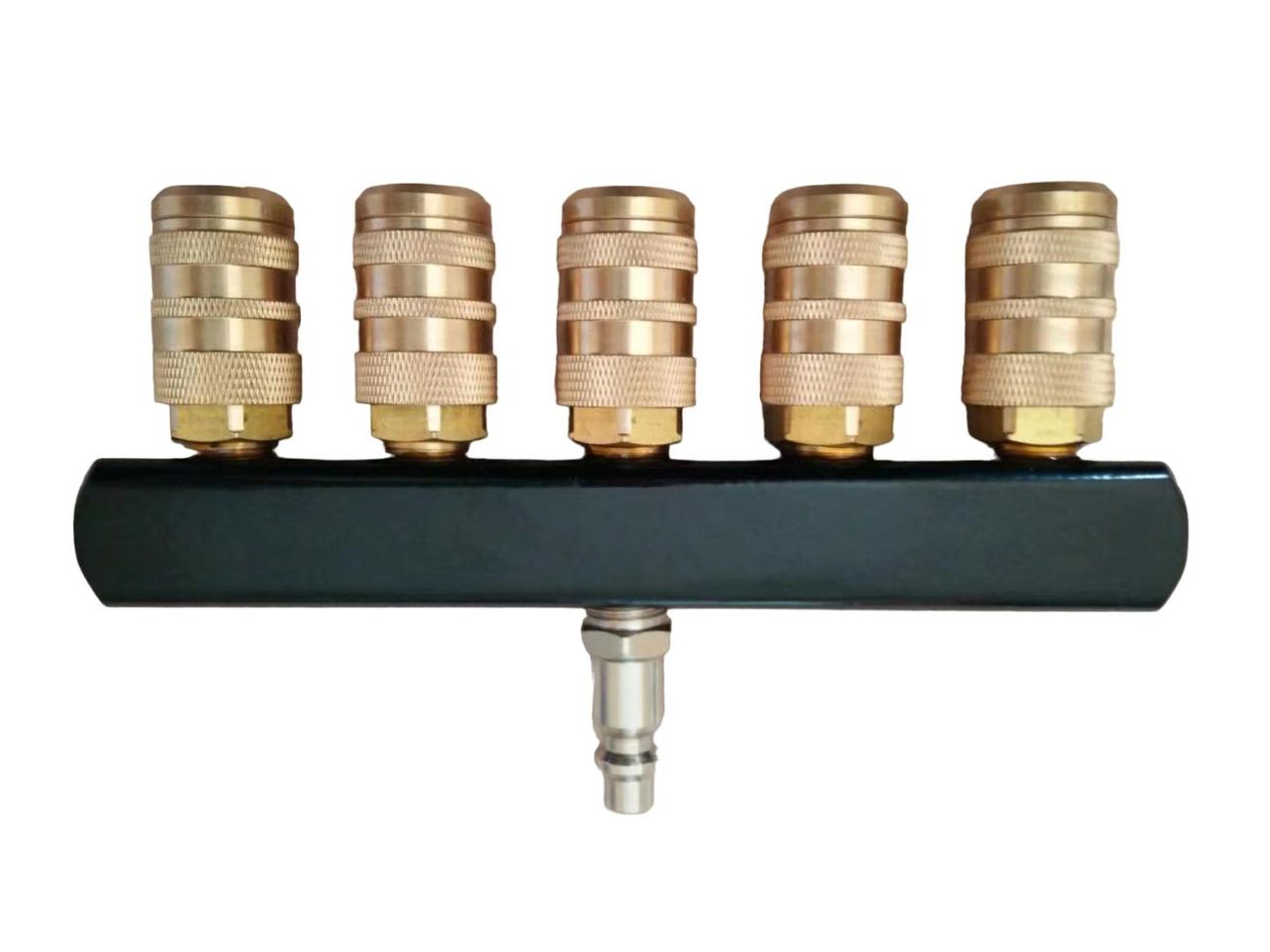 22-140 5-Way Industrial Style Bar Air Manifold with Brass 5 Coupler