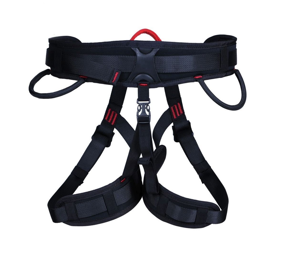 ZL264 Half Body Climbing Harness with Padding, Black/Red - Zeluga
