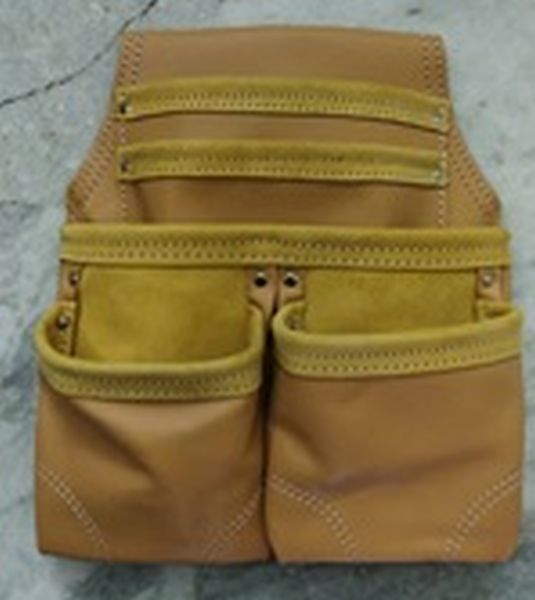 ZL109TB Heavy Duty Leather Double Snap Loop Tool Bag, Tan