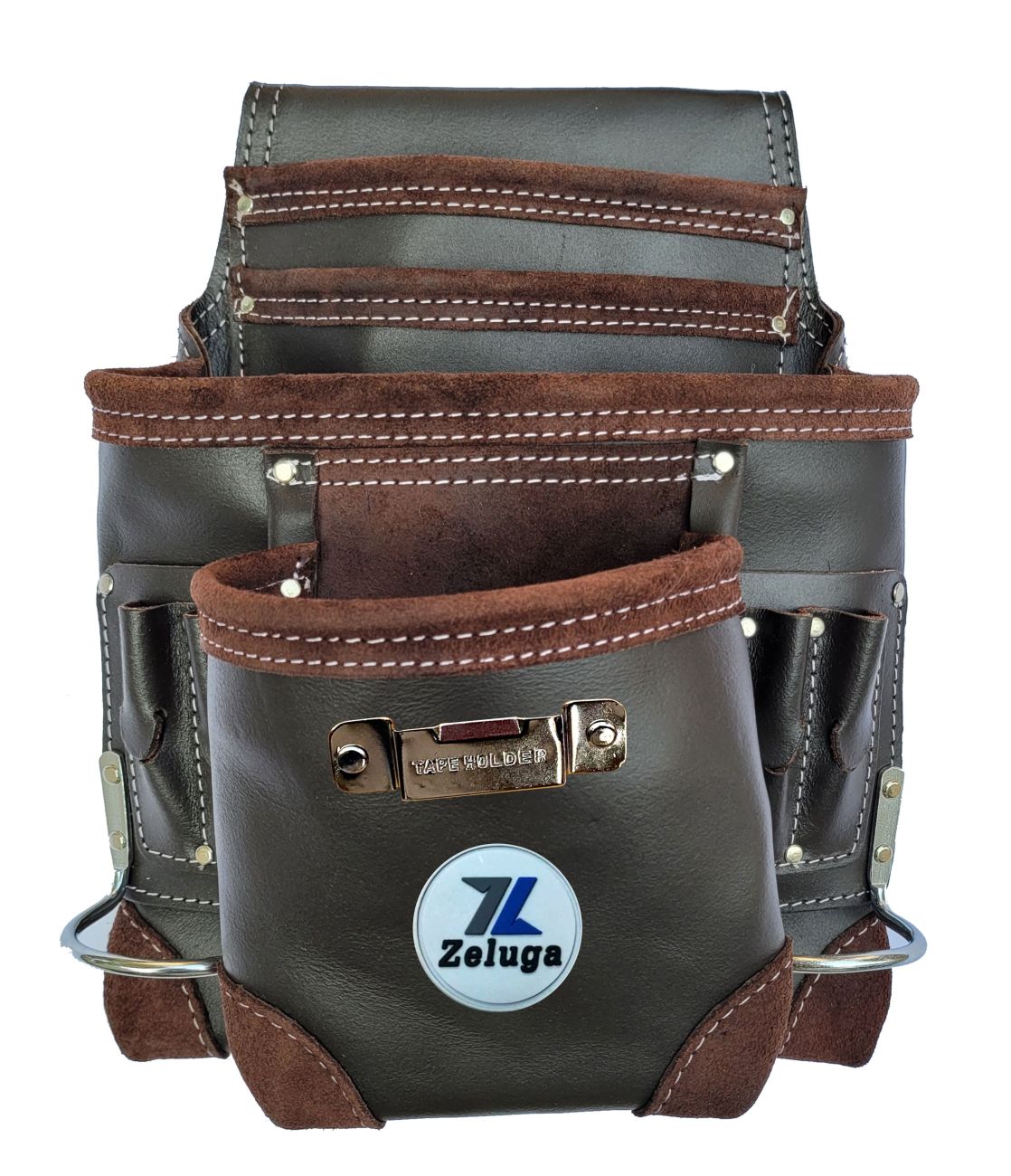 ZL111TB 10 Pocket Rigger Heavy Duty Leather Tool Bag, Oil Tanned