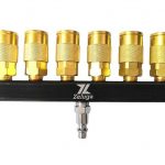 ZL141 6-Way Industrial Style Bar Air Manifold with Brass 6 Coupler