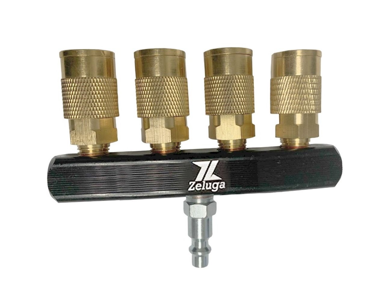 22-160 4-Way Industrial Style Bar Air Manifold with Brass 4 Coupler