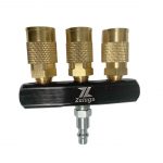 ZL161 3-Way Industrial Style Bar Air Manifold with Brass 3 Coupler