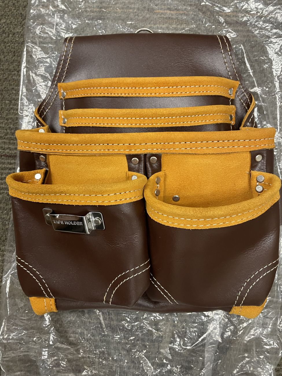 ZL163TB 5 Pocket Heavy Duty Leather Tool Bag, Coffee