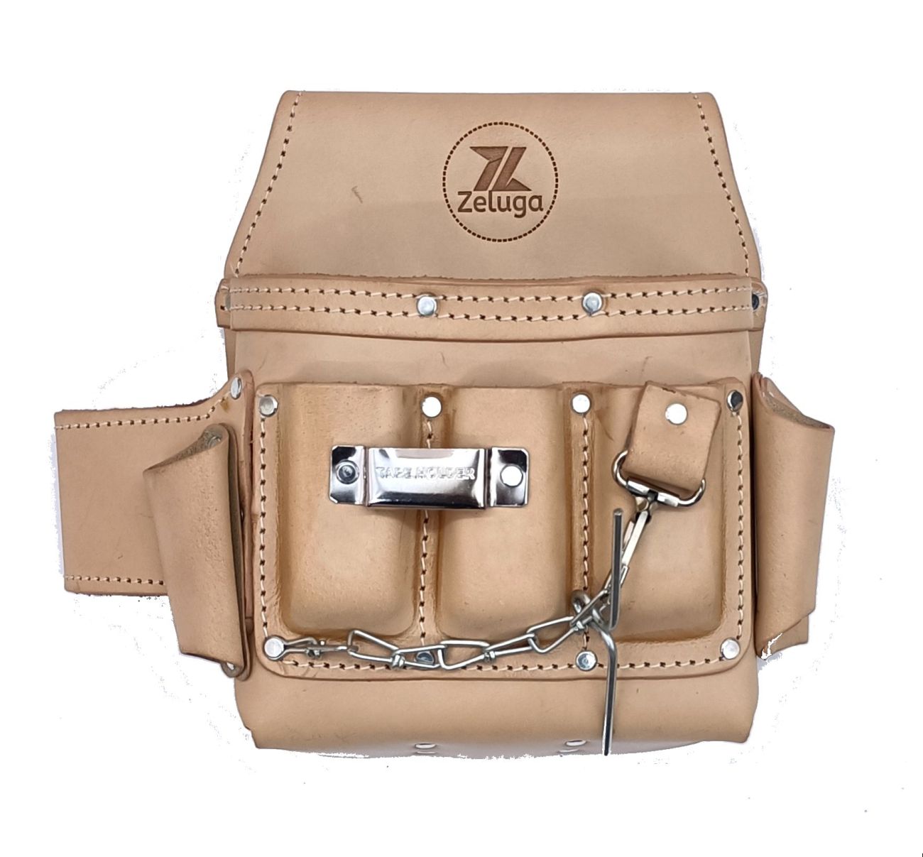 ZL168TB 6 Pocket Leather Electrician Tool Pouch, Natural