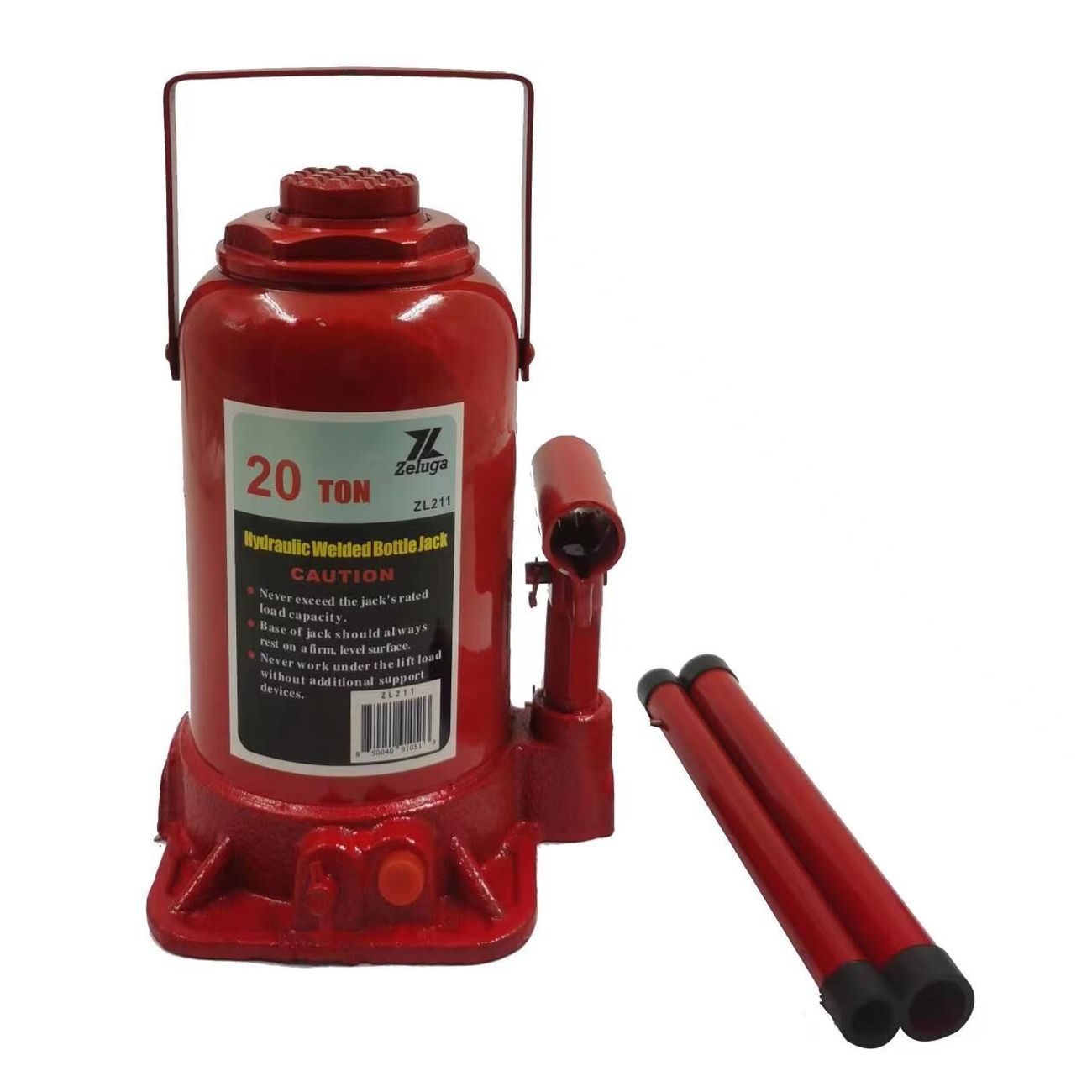 11-211 20 Ton 40,000 Lbs Capacity Hydraulic Welded Bottle Jack, Red