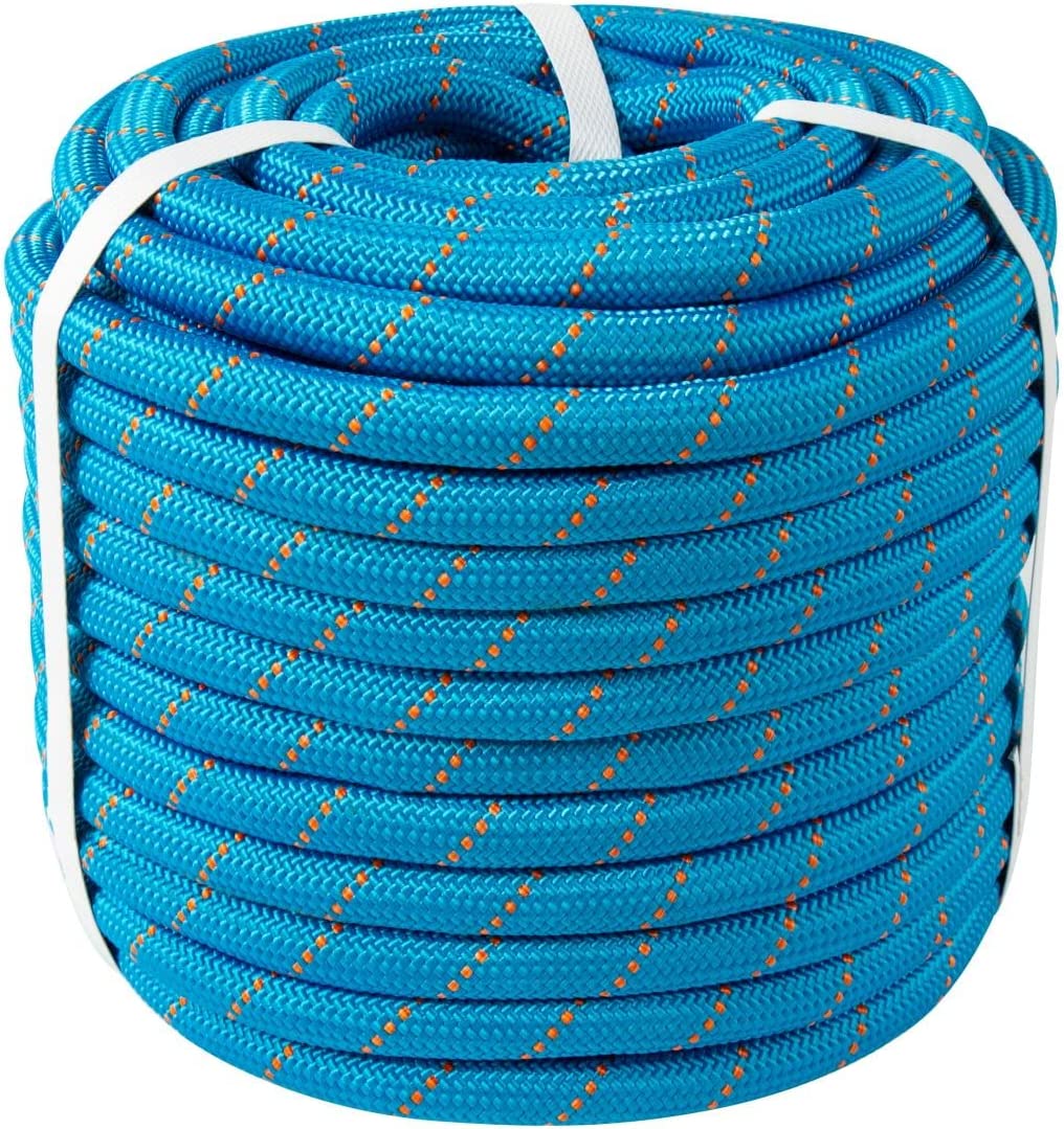 15-224 0.55in. x 50ft. Double Braid 8400 Lbs Breaking Strength No-Stretch Rope, Blue